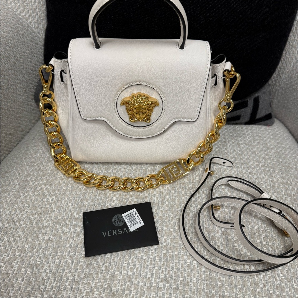 Versace Cream and Gold Satchel